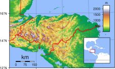 Mapa topográfico de Honduras