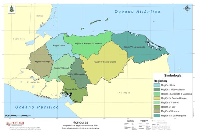 Mapa de regiones de Honduras