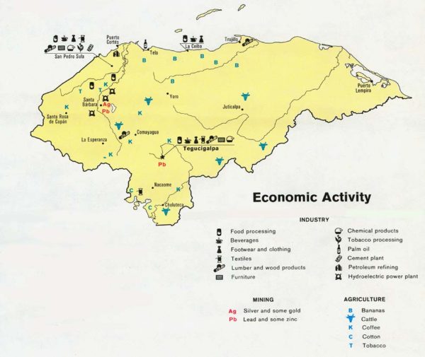 Mapa de regiones productivas de Honduras