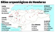 Mapa de sitios arqueológicos de Honduras