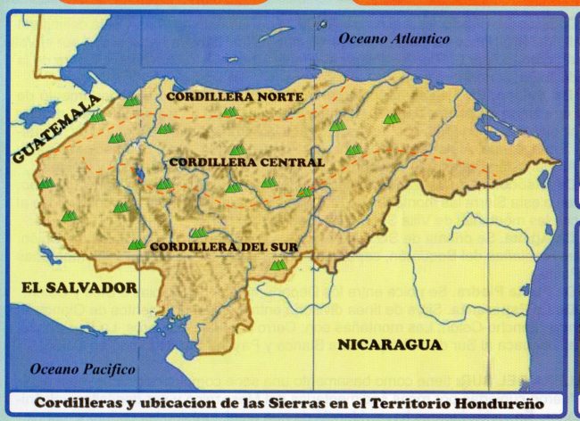 Mapa de sierras de Honduras