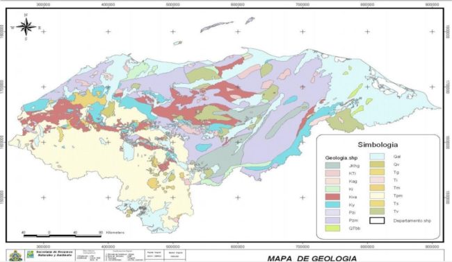Mapa geológico de Honduras